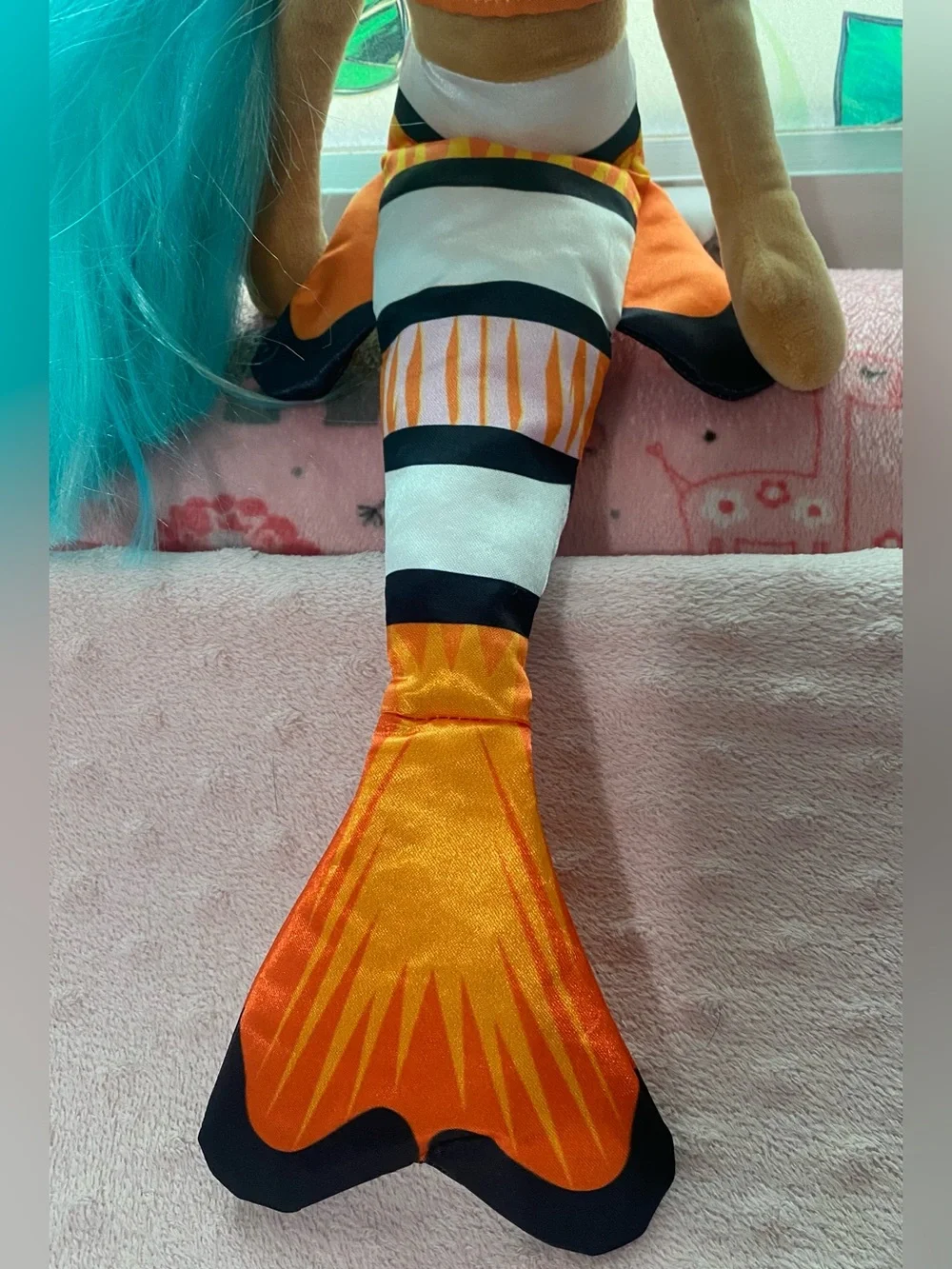 The Petting Zoo Plush Clownfish Mermaid Doll- Hard to Find!